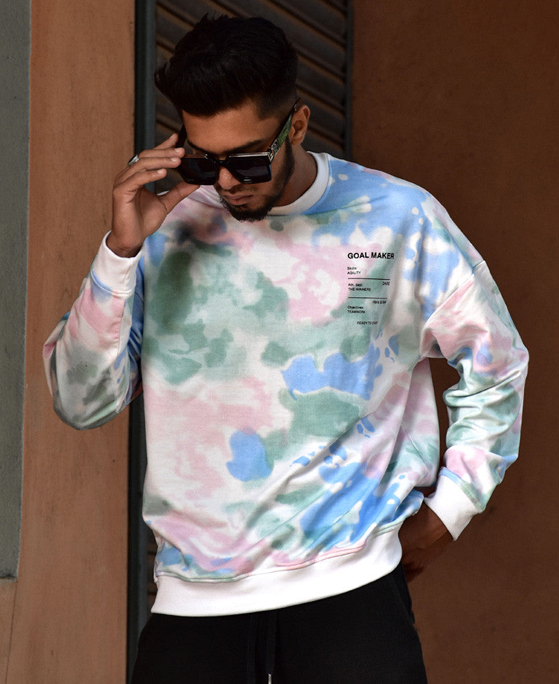 White Goal Maker Tie-Dye Print Sweatshirt