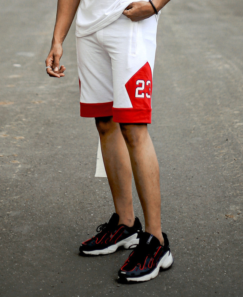 White and Red Bulls Shorts