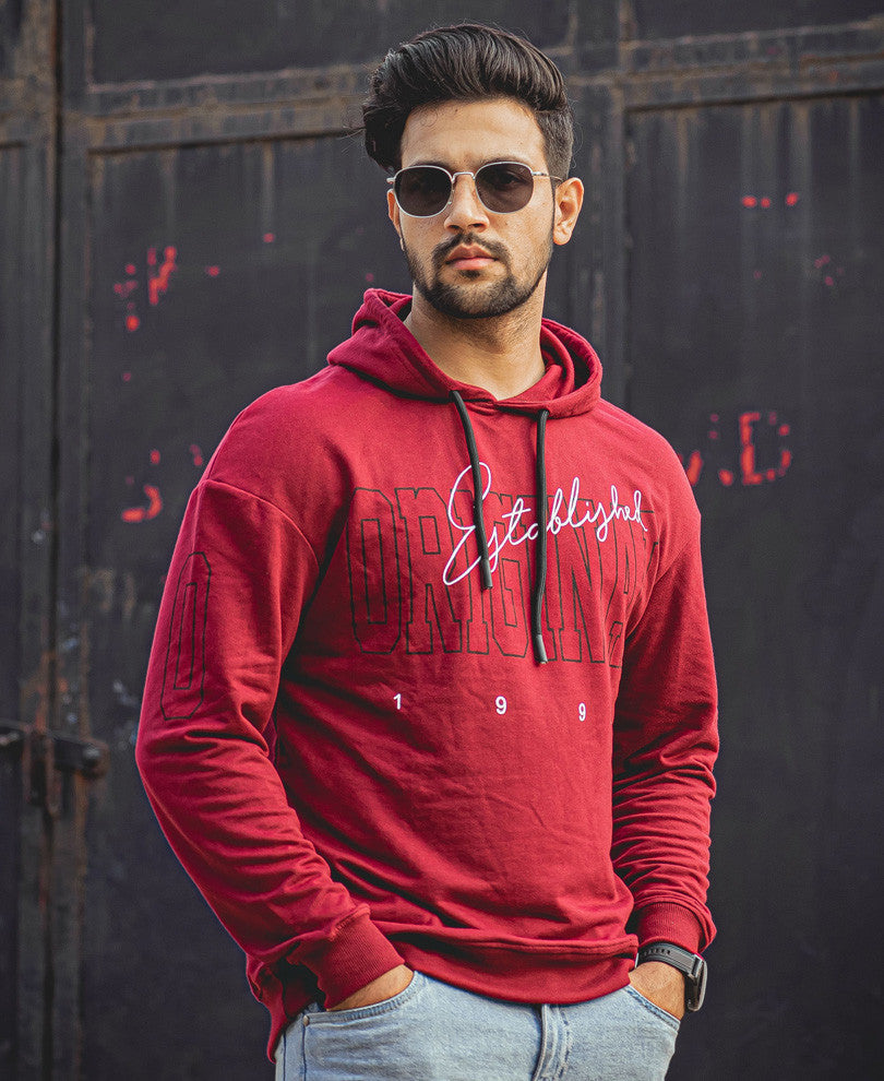 Maroon Original Oversize Drop Shoulder Hood T Shirt