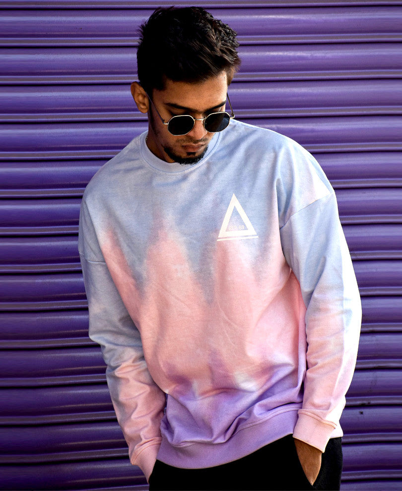 Sky Blue Tie-Dye Print Oversize Drop Shoulder Sweatshirt