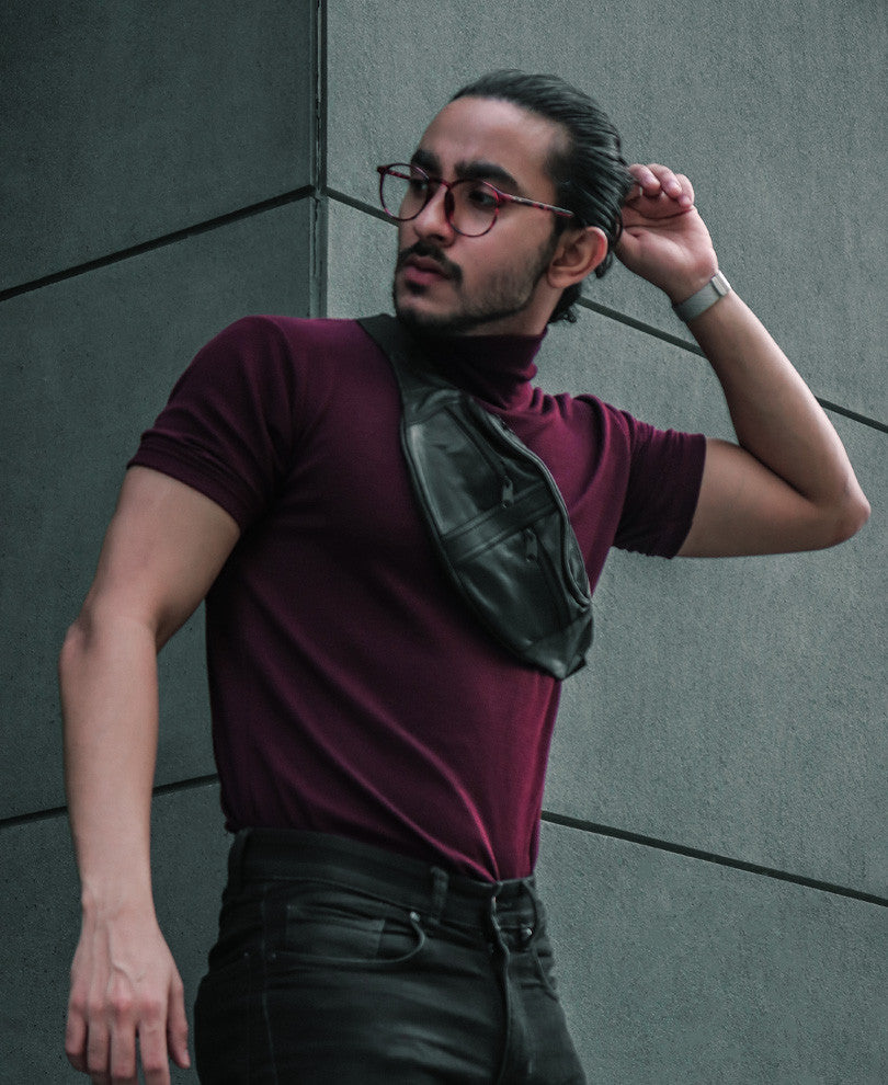Maroon Plain Polo Neck Half Sleeves T Shirt