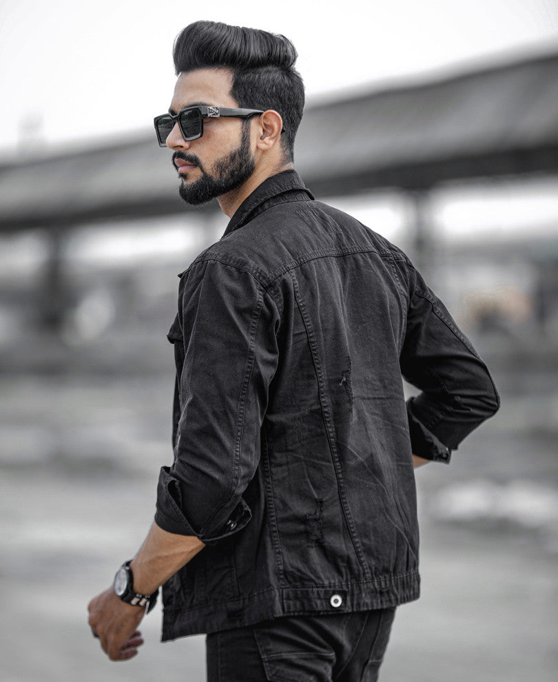 Black Ripped Denim Jacket