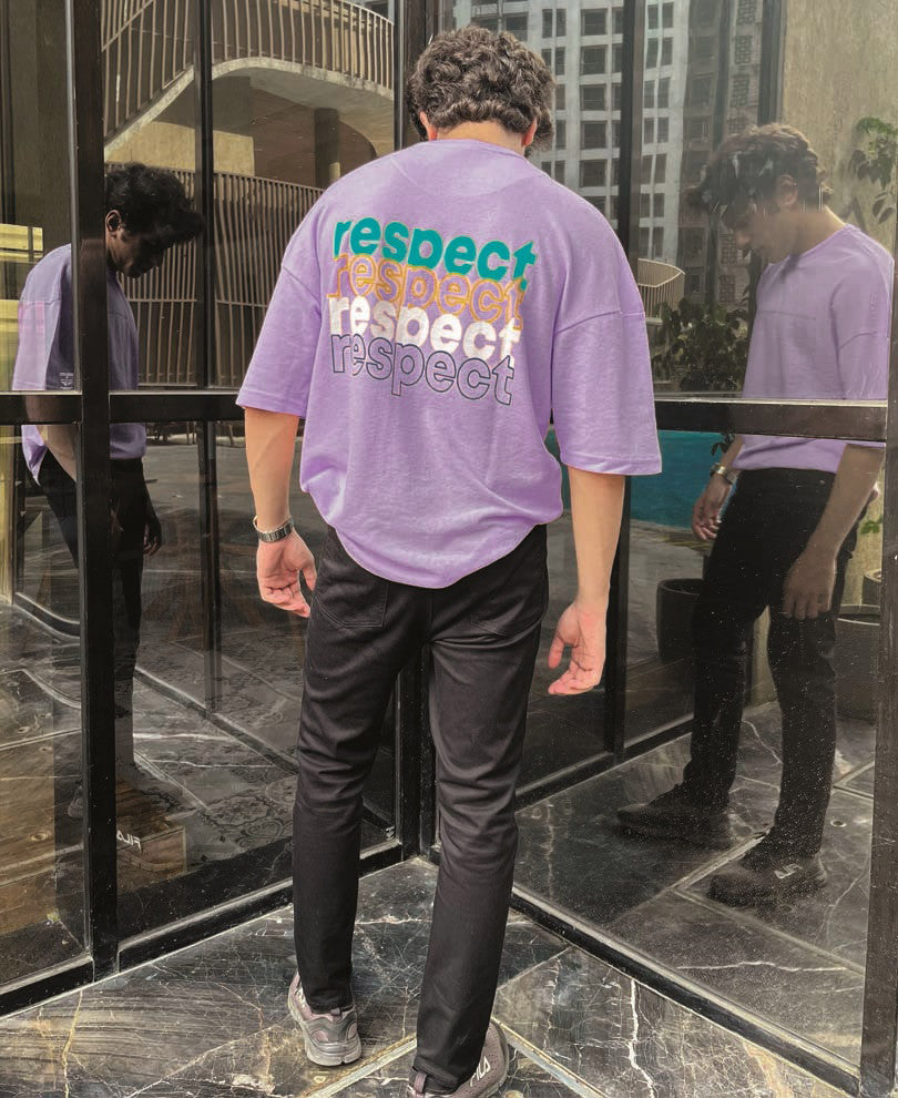 Purple Respect Back Print Oversize Drop Shoulder T Shirt