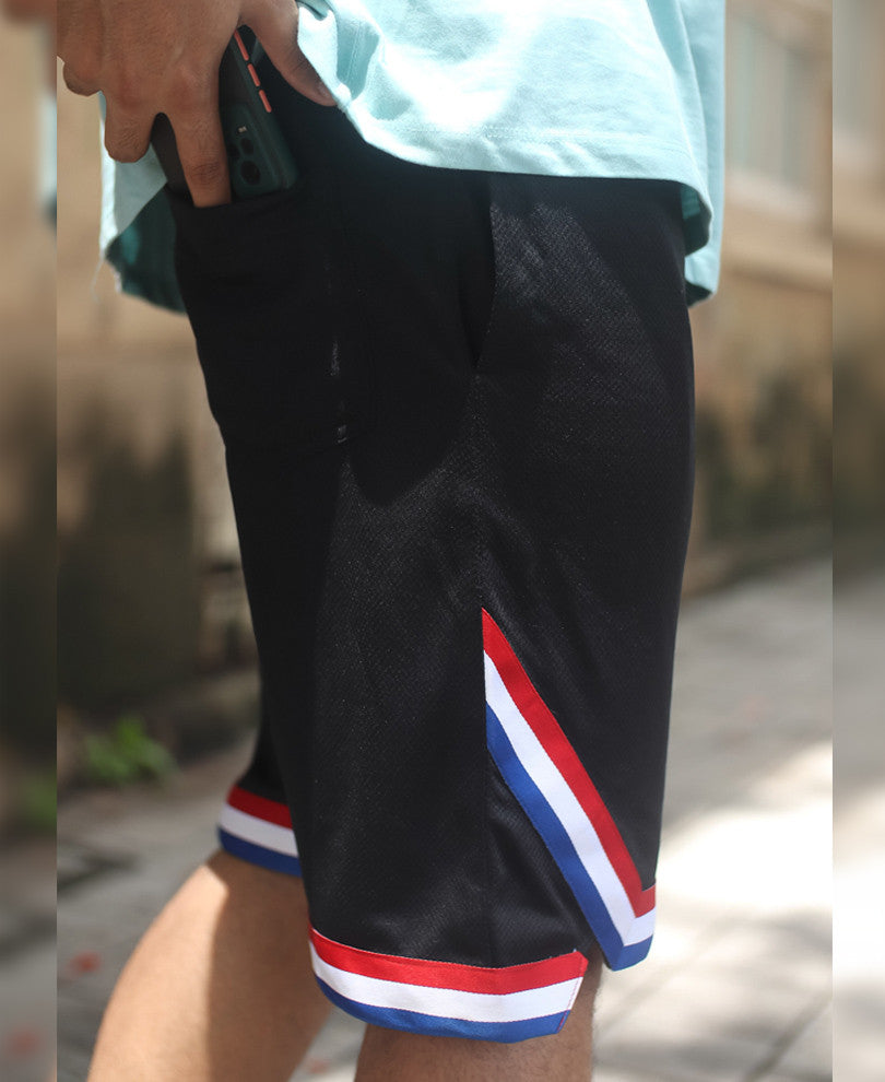 Black Stripe Bottom Cut Dri Fit Shorts