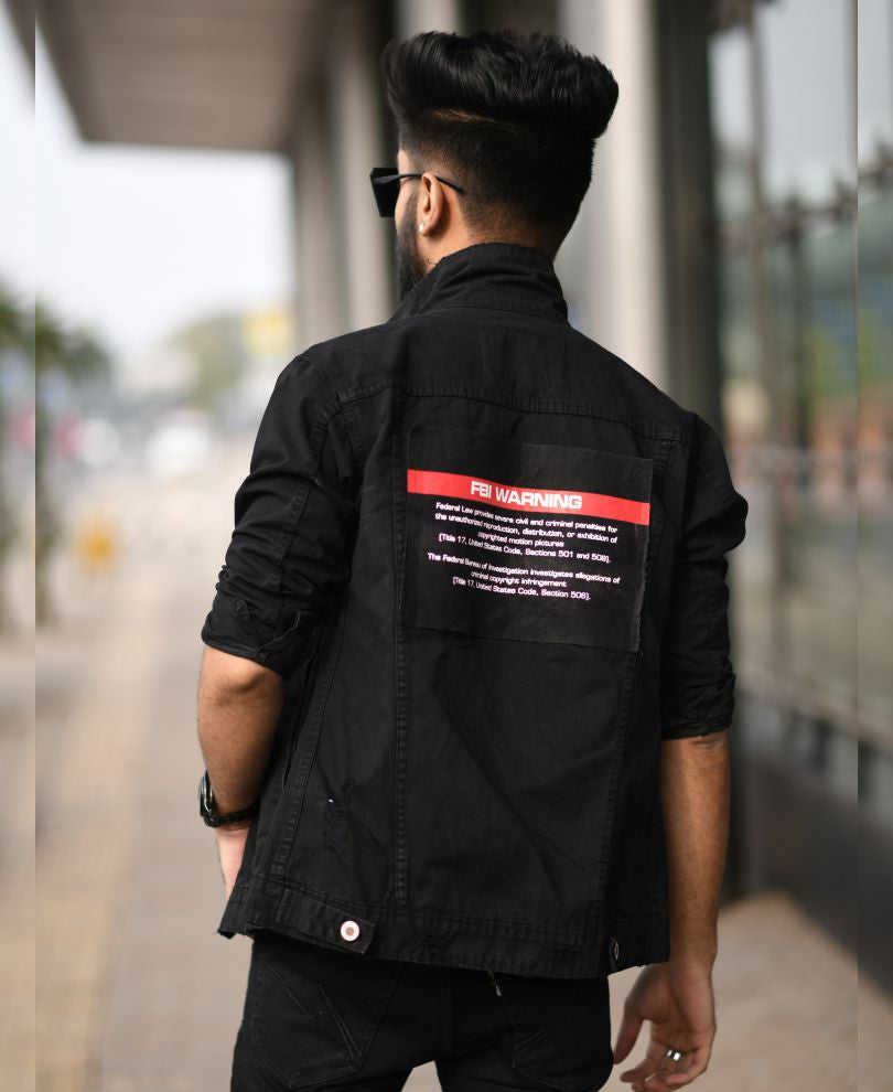 Black Abstract Print Full Sleeves T Shirt