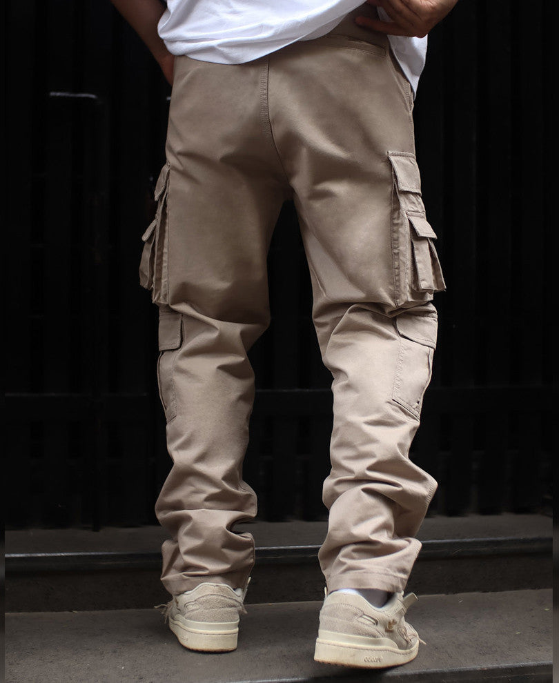 Beige Pocket Baggy Fit Cargo Pant