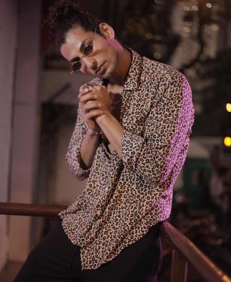 Mens Leopard Printed Full Sleeves Shirt