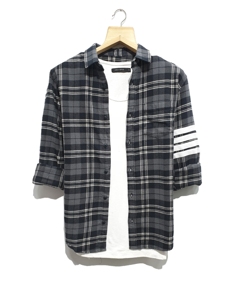 Black Checks One Hand Stripes Casual Shirt