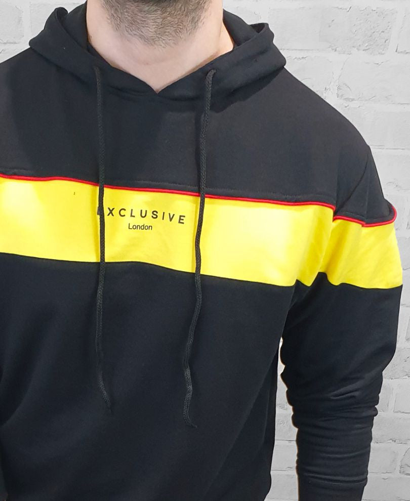 Black Exclusive Print Full Sleeves T Shirt With Hood