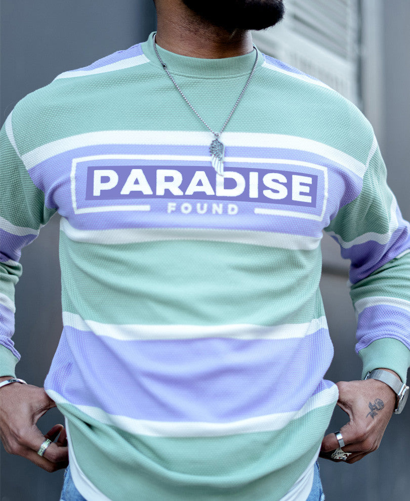 Pista Green Striped Oversize Drop Shoulder T Shirt