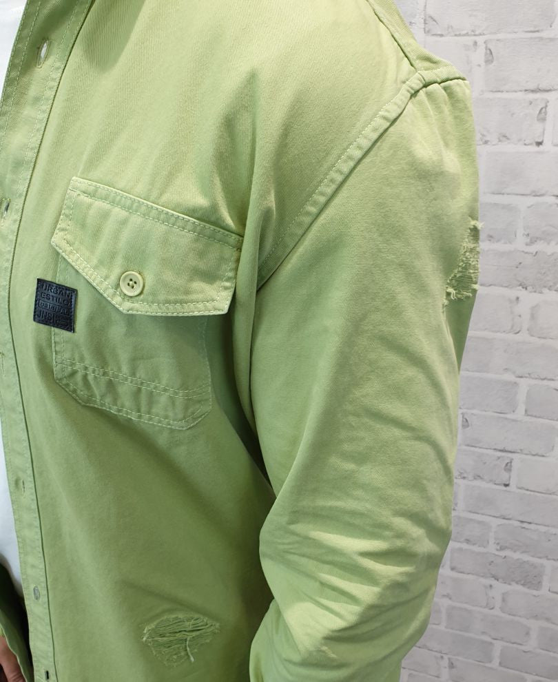 Urban Green Ripped Denim Casual Shirt