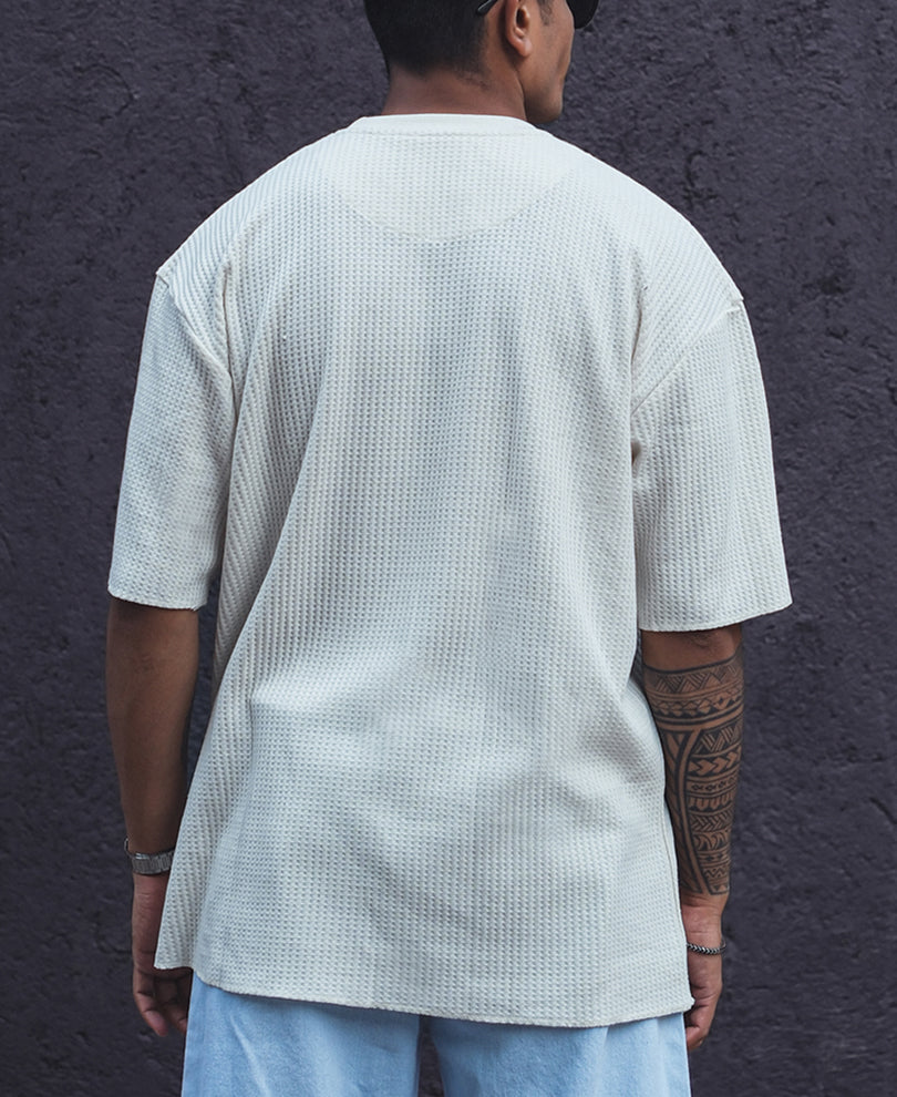 Off White Structured Oversized Half Sleeves T Shirt