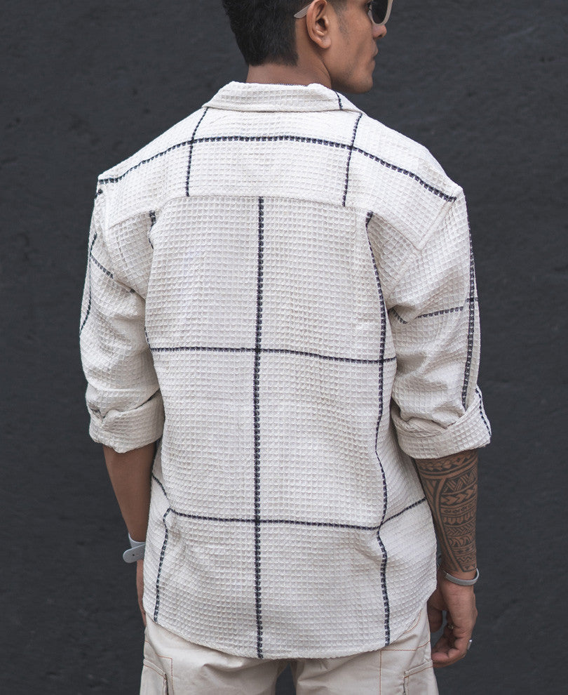 Off White Structured Checked Oversized Shirt