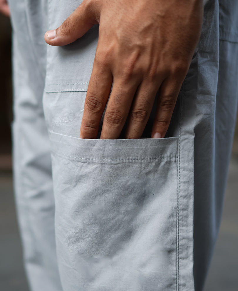 Grey Baggy Fit Parachute Pant