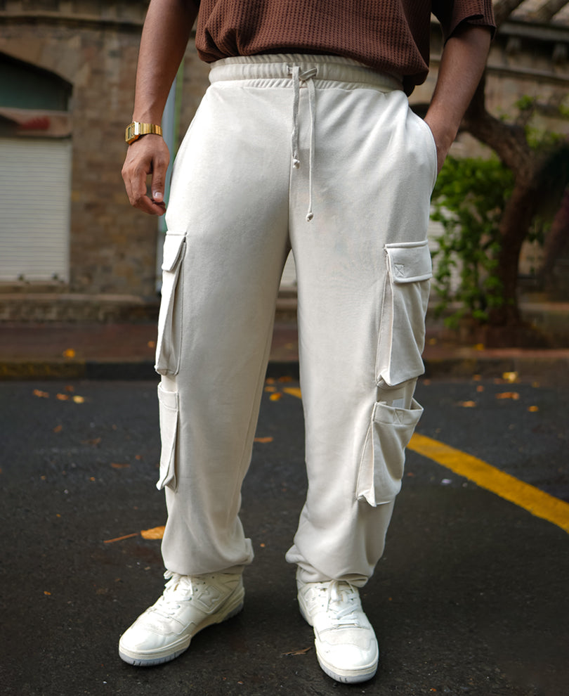 Light Beige Cargo Pocket Regular Fit Track Pant