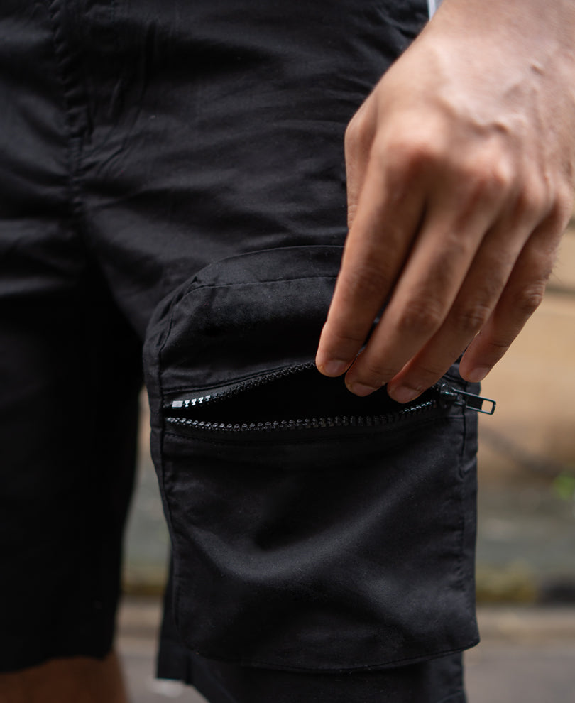 Black Baggy Fit With Pockets Shorts