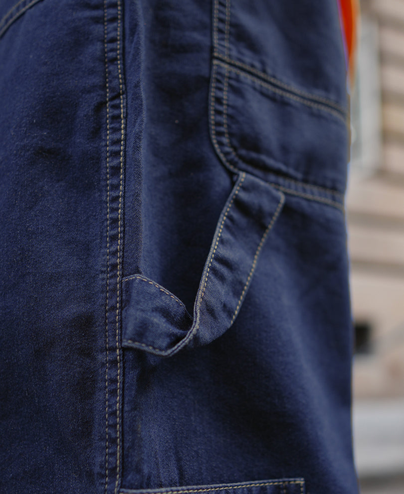 Blue Denim Baggy Fit Parachute Pants
