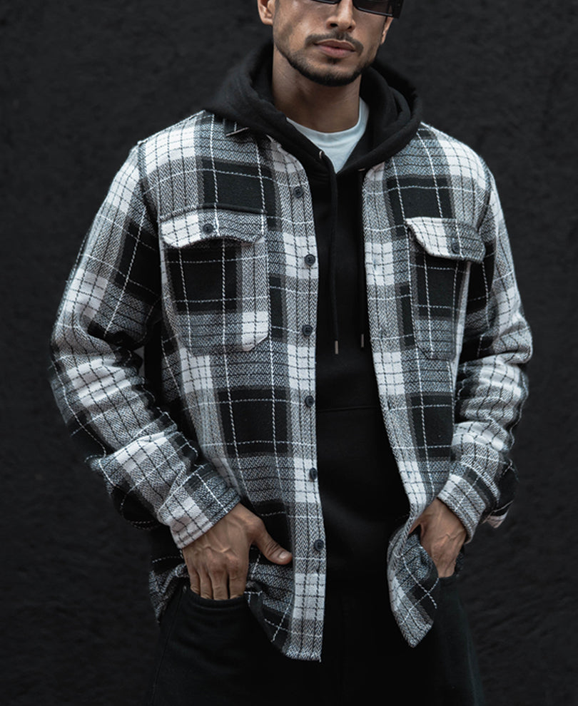 Black And White Checks Regular Fit Full Sleeves  Shirt
