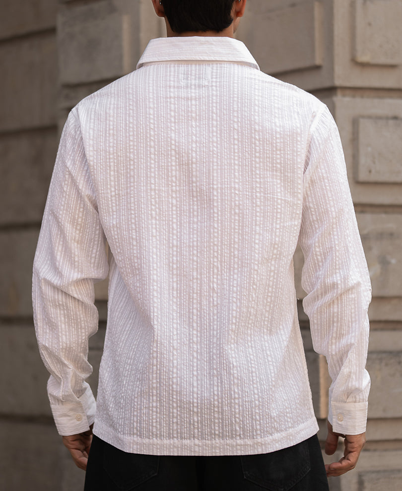 White Striped Regular Fit Full Sleeve Shirt