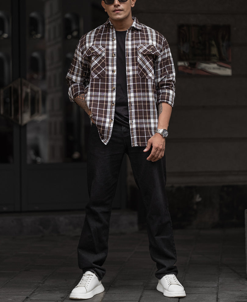 Brown Regular Fit Full Sleeves Shirt