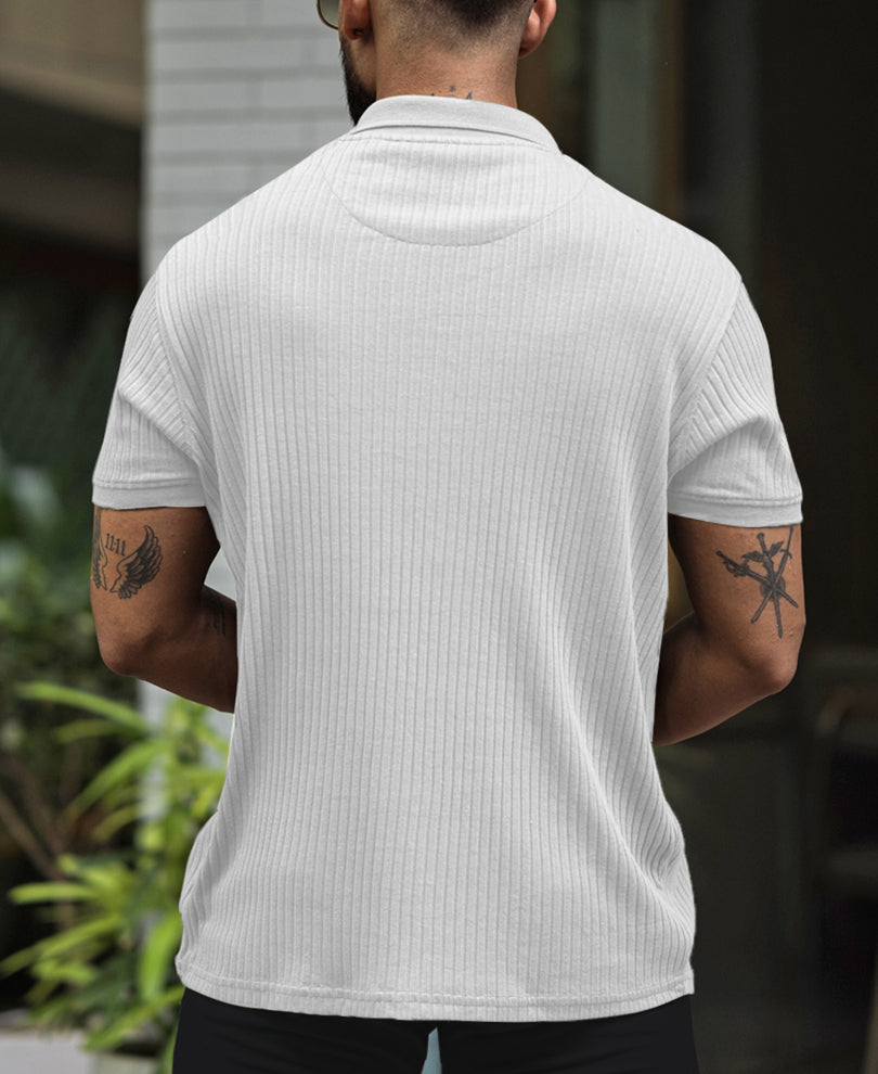 White Regular Fit Half Sleeves Tshirt