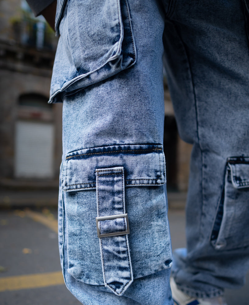 Dusty Blue Baggy Fit Denim Jeans