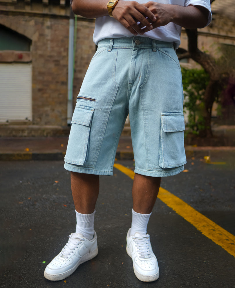 Ice Blue Baggy DenimsÃ‚Â Shorts