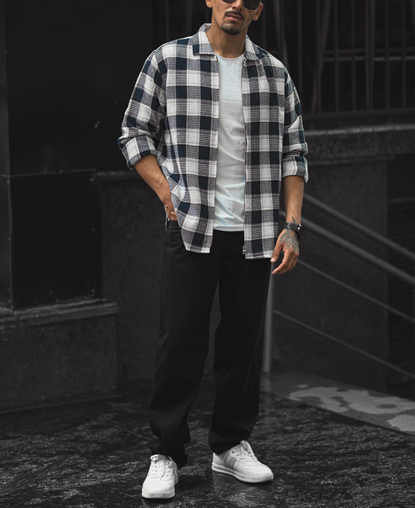 White And Black Small Checks Regular Full SleevesÃƒâ€šÃ‚Â Shirt