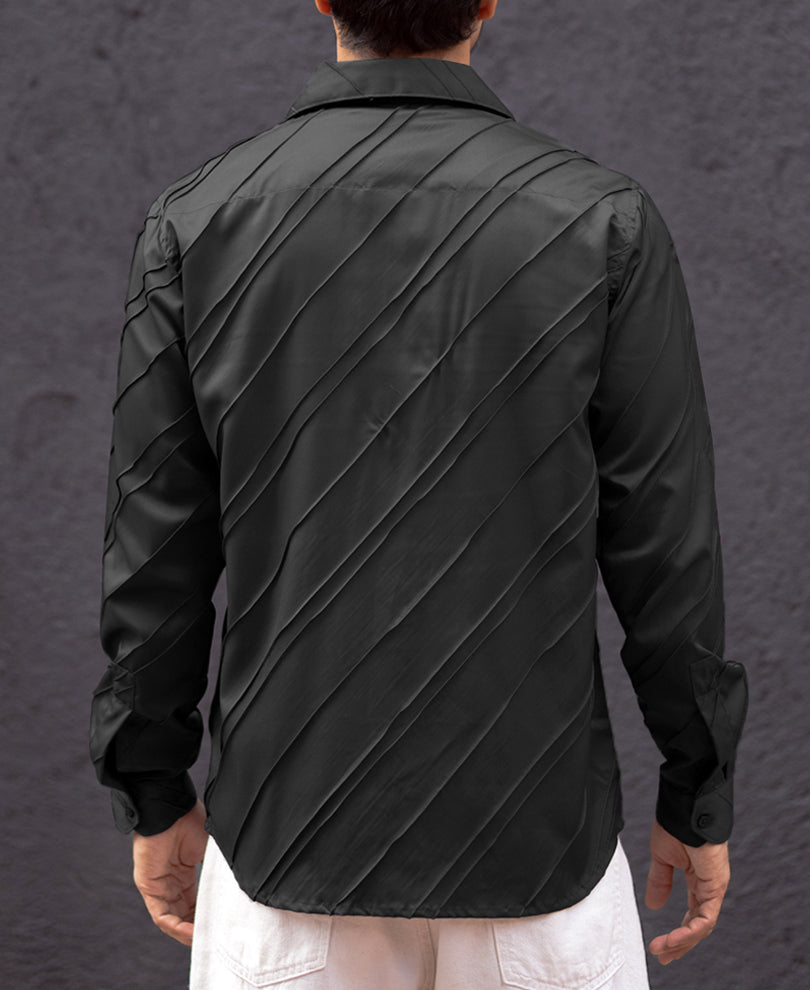 Basic Black Structured Regular Fit Shirt