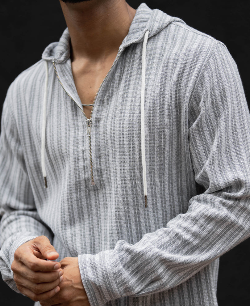 Grey Regular Fit Full Sleeves Hoodie Shirt