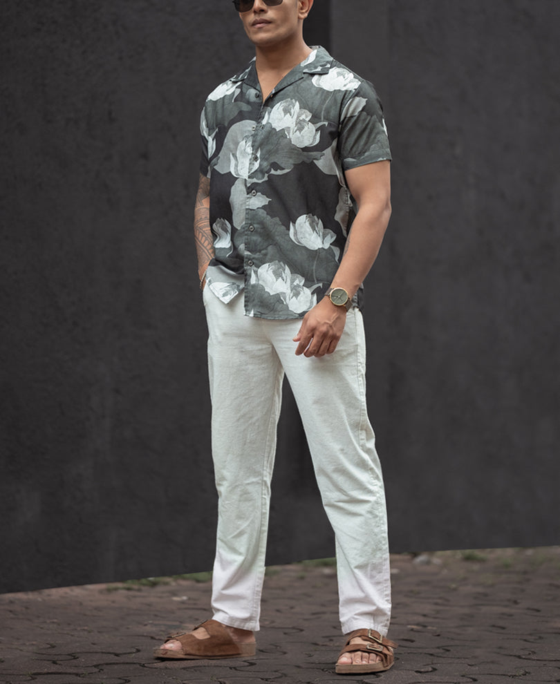 Multi Colour Flower Printed Half Sleeves Shirt