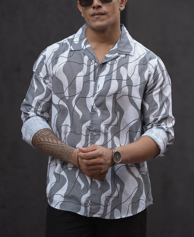 Light Grey Regular Fit Full Sleeves Shirt