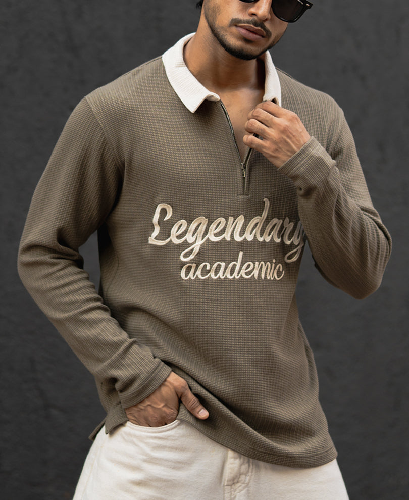 Green Olive Regular Fit Full Sleeves T-Shirt
