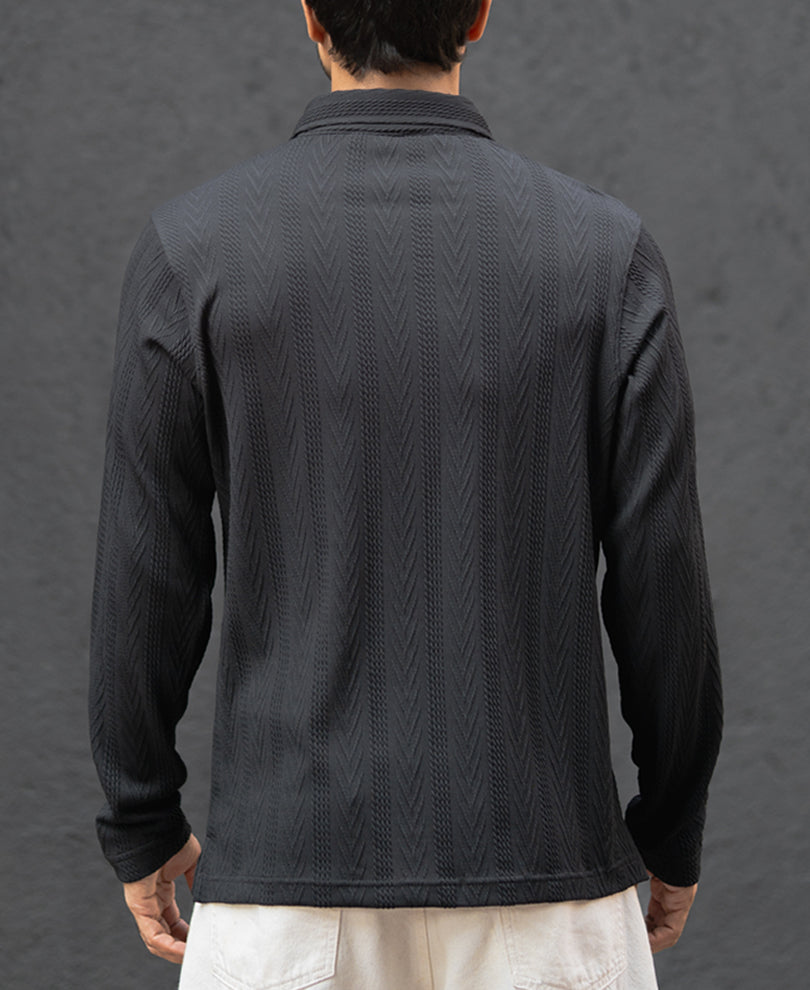 Black Structured Regular Fit T-Shirt