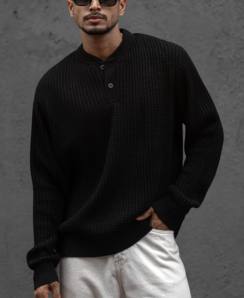 Black Regular Fit Full Sleeves T-Shirt