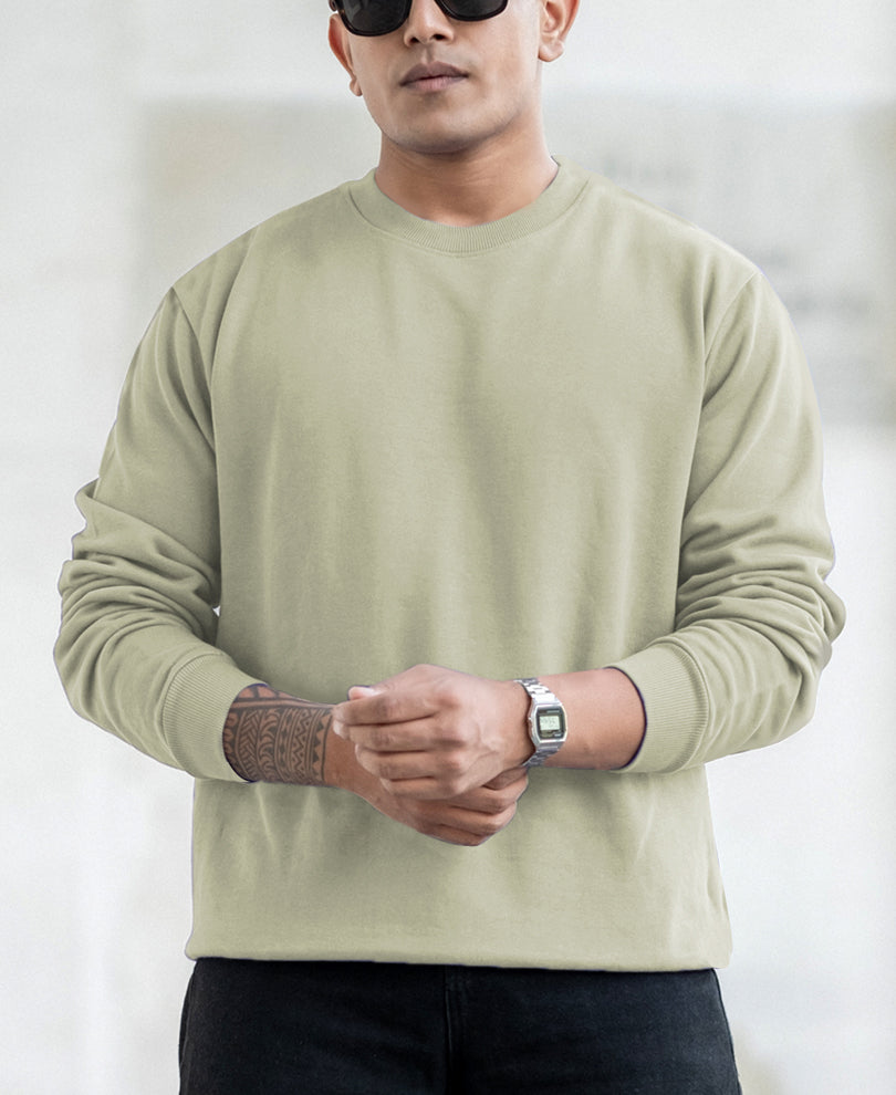 Aqua Green Basic Round Neck Regular Fit Full Sleeves T-Shirt