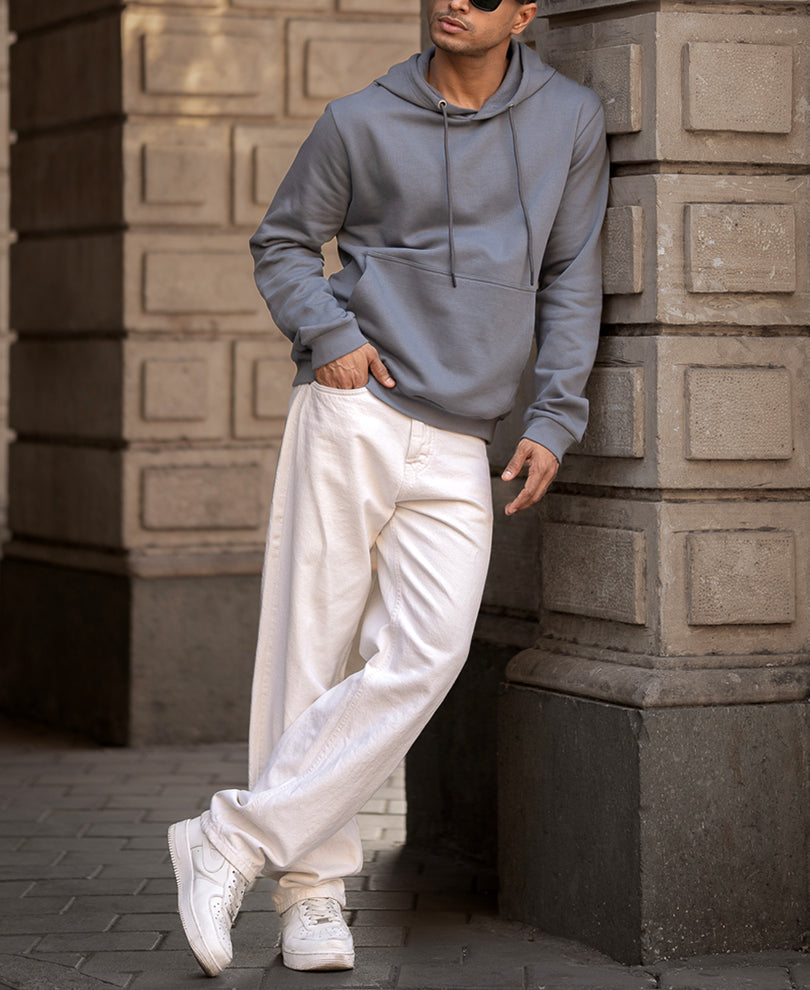 Steal Grey Regular Fit Hoodie Style Sweatshirt