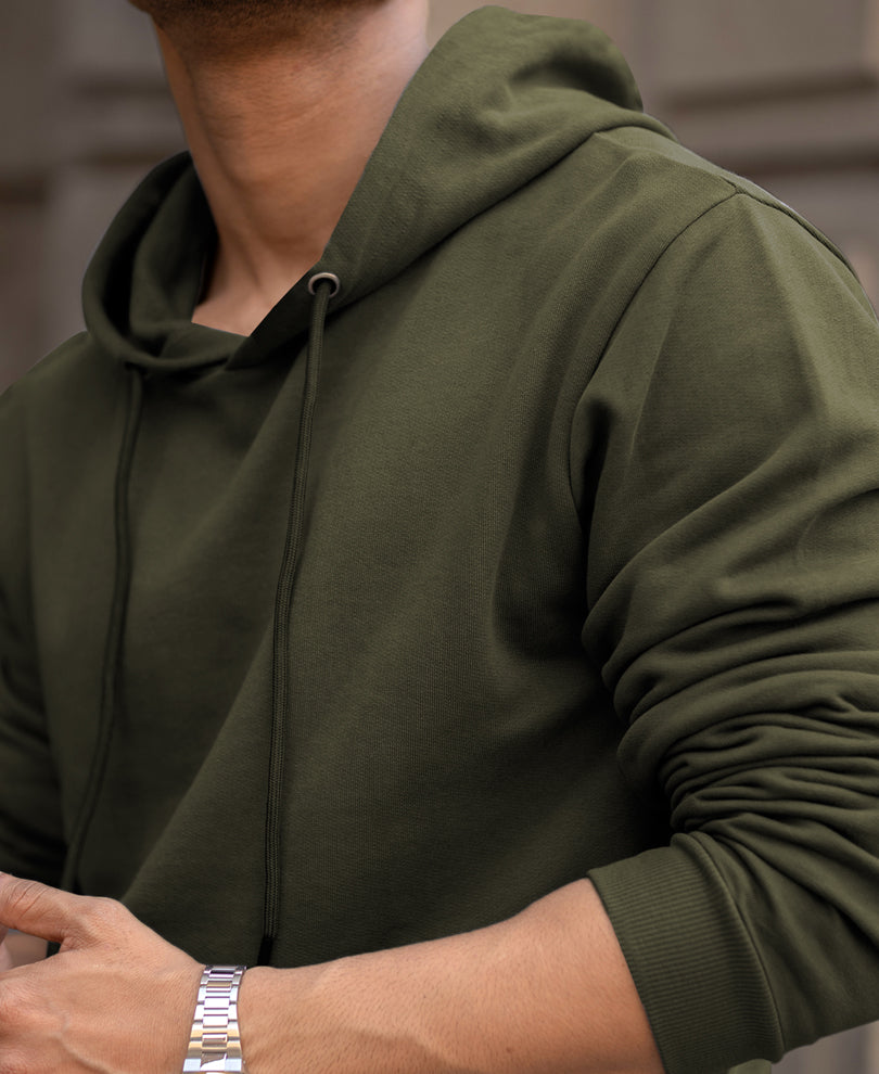 Olive Regular Fit Hoodie Style Sweatshirt