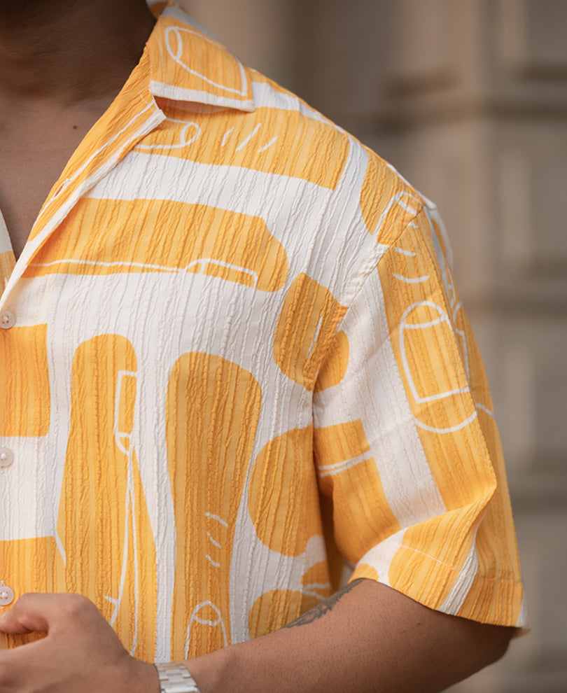 Mustard Oversized Half Sleeves Shirt