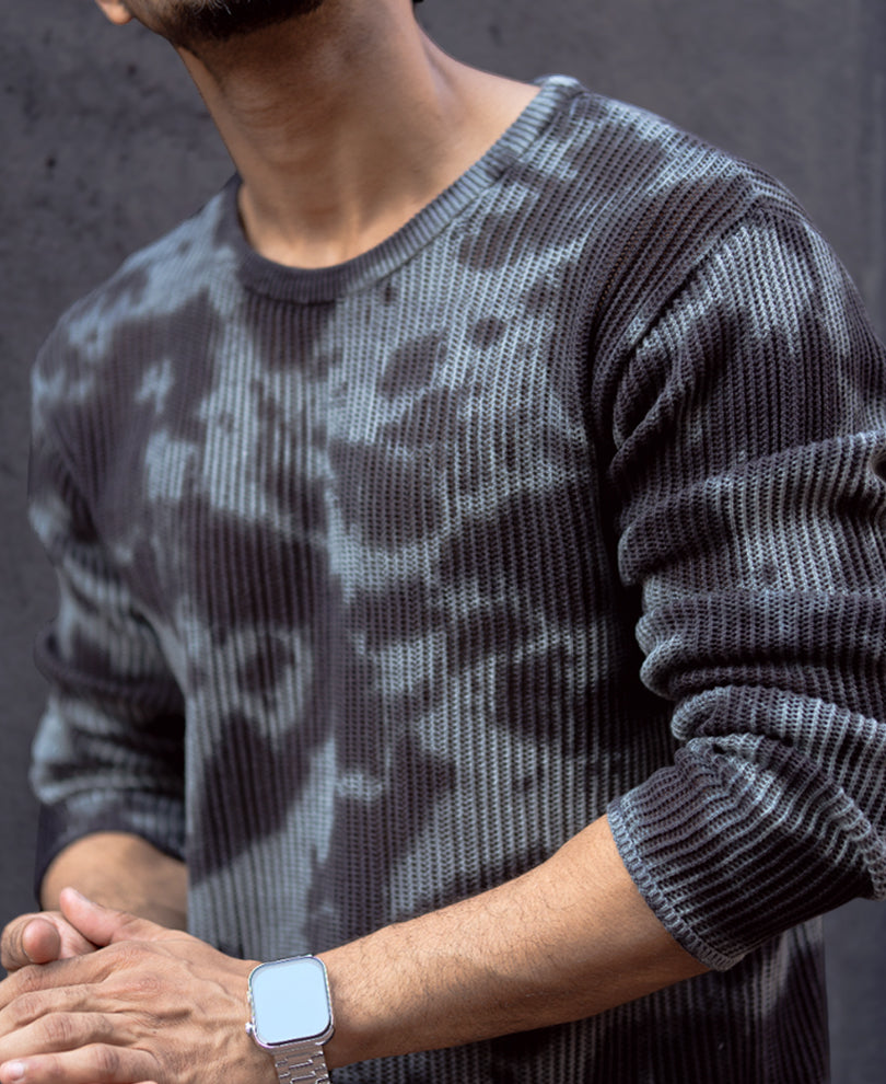 Black Knits Regular Fit Full Sleeves T-Shirt