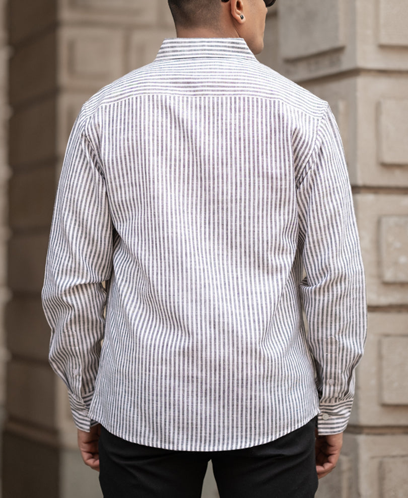 Black Striped Shirt With Pockets