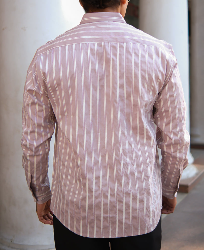 Light Onion Stripes Regular Fit Full Sleeves Shirt