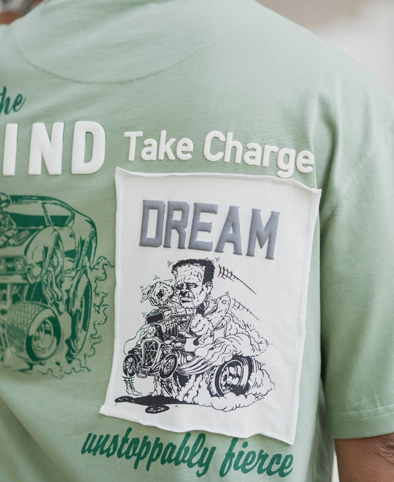 Sage Green Patch Print T-Shirt