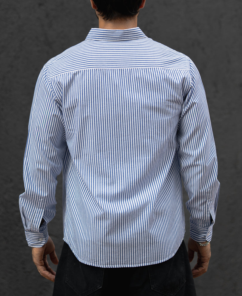 Blue And White Stripes Full Sleeves Regular Fit Shirt