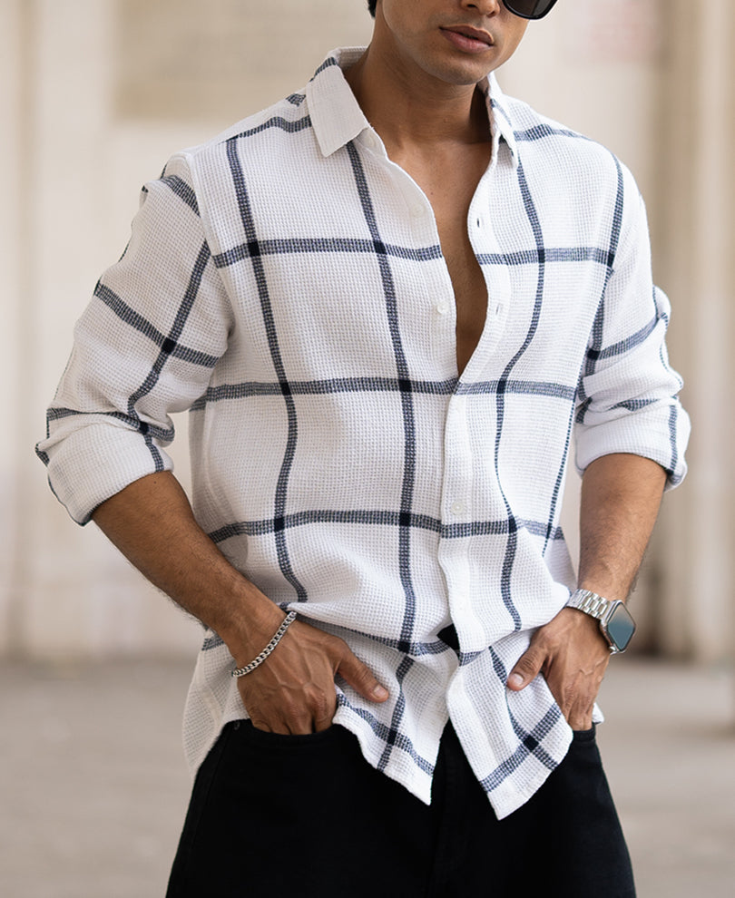 Navy Structure Check Shirt