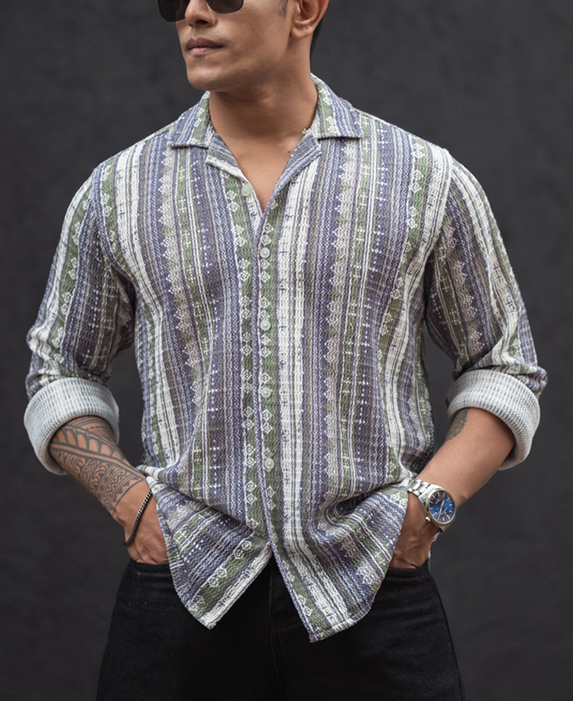 Multicolour Striped Regular Fit Full Sleeves Shirt