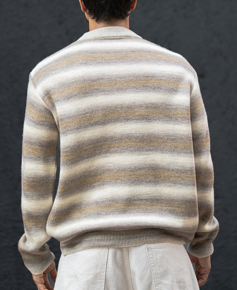 Multi Colour Striped Full Sleeves Regular Fit T-Shirt