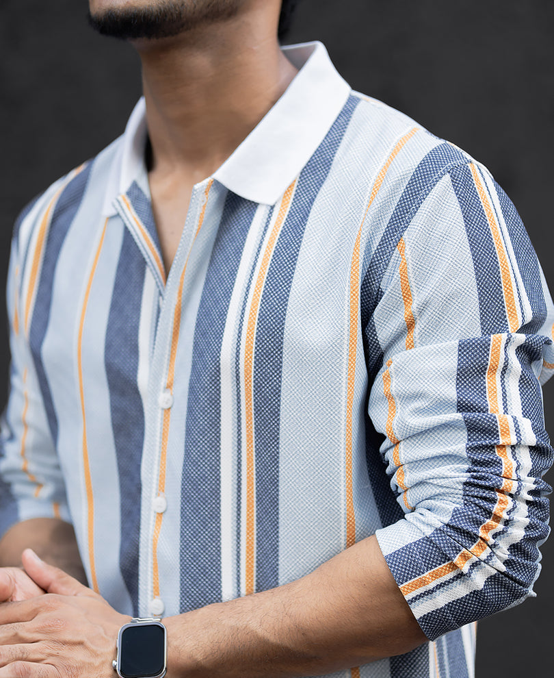 Multi Colour Striped Regular Fit Full Sleeves Shirt