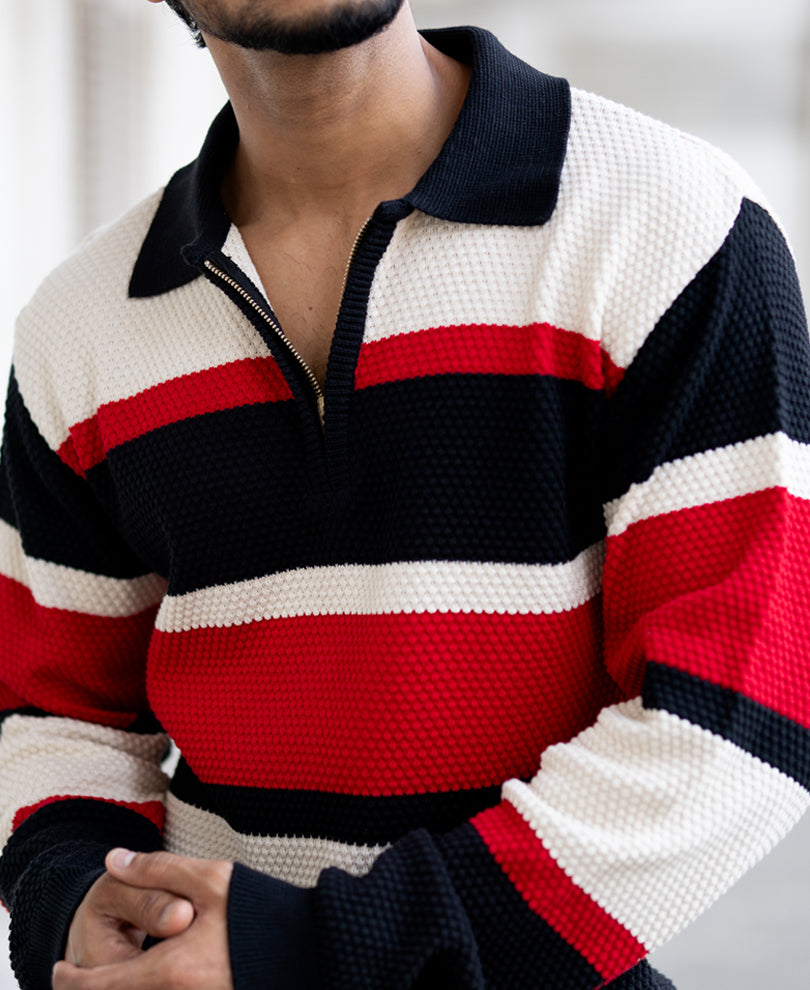 Multi Colour Regular Fit Full Sleeves T-Shirt