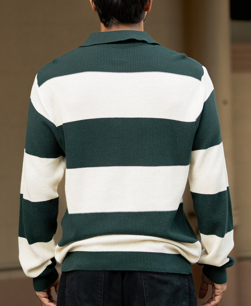 Bottle Green And Butter Regular Fit Full Sleeves T-Shirt
